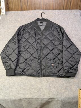 Dickies Men's Quilted Bomber Jacket Black 4XL Full Zip Classic Outdoor Winter